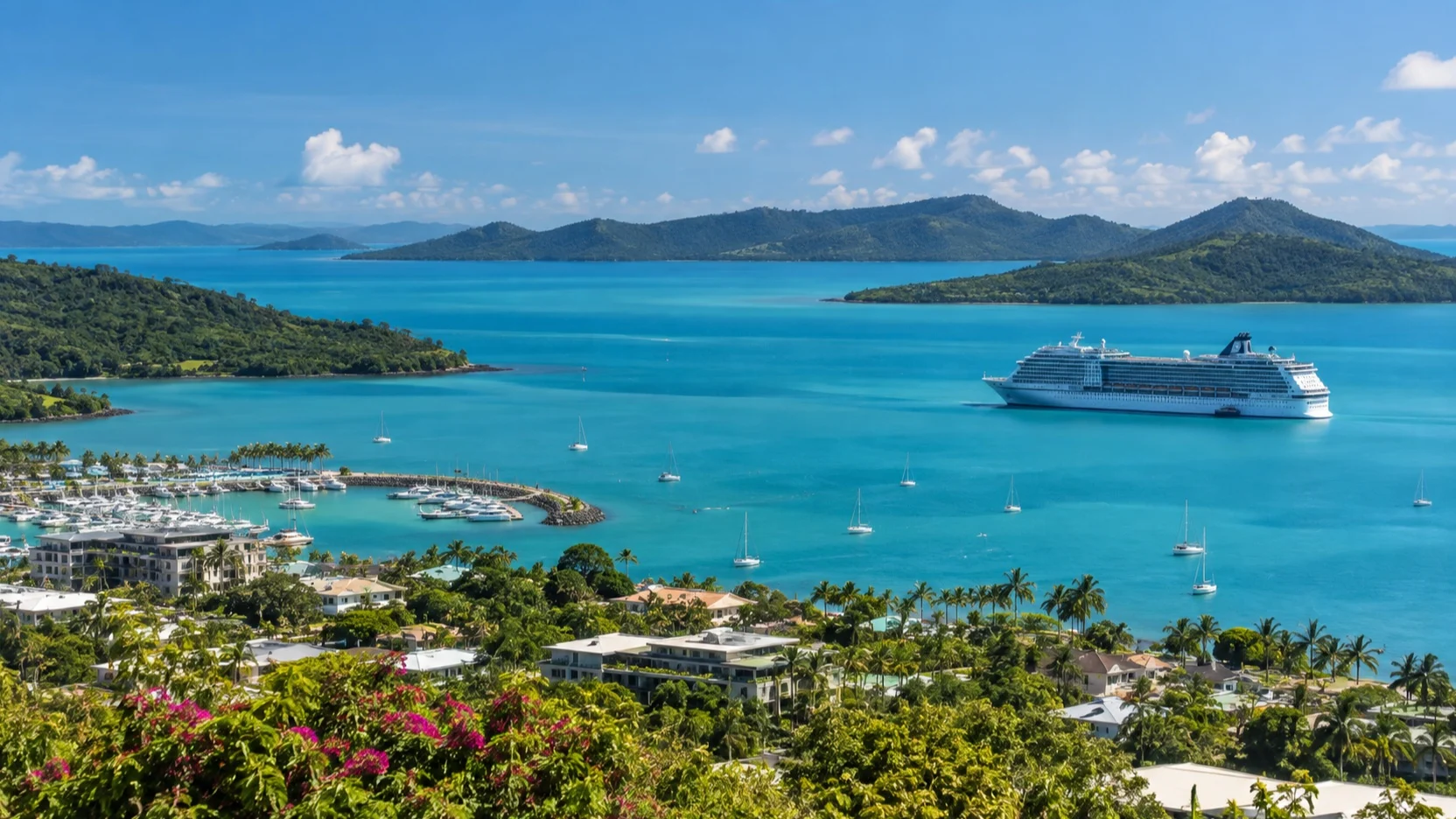 Cruise ship offshore from Airlie Beach