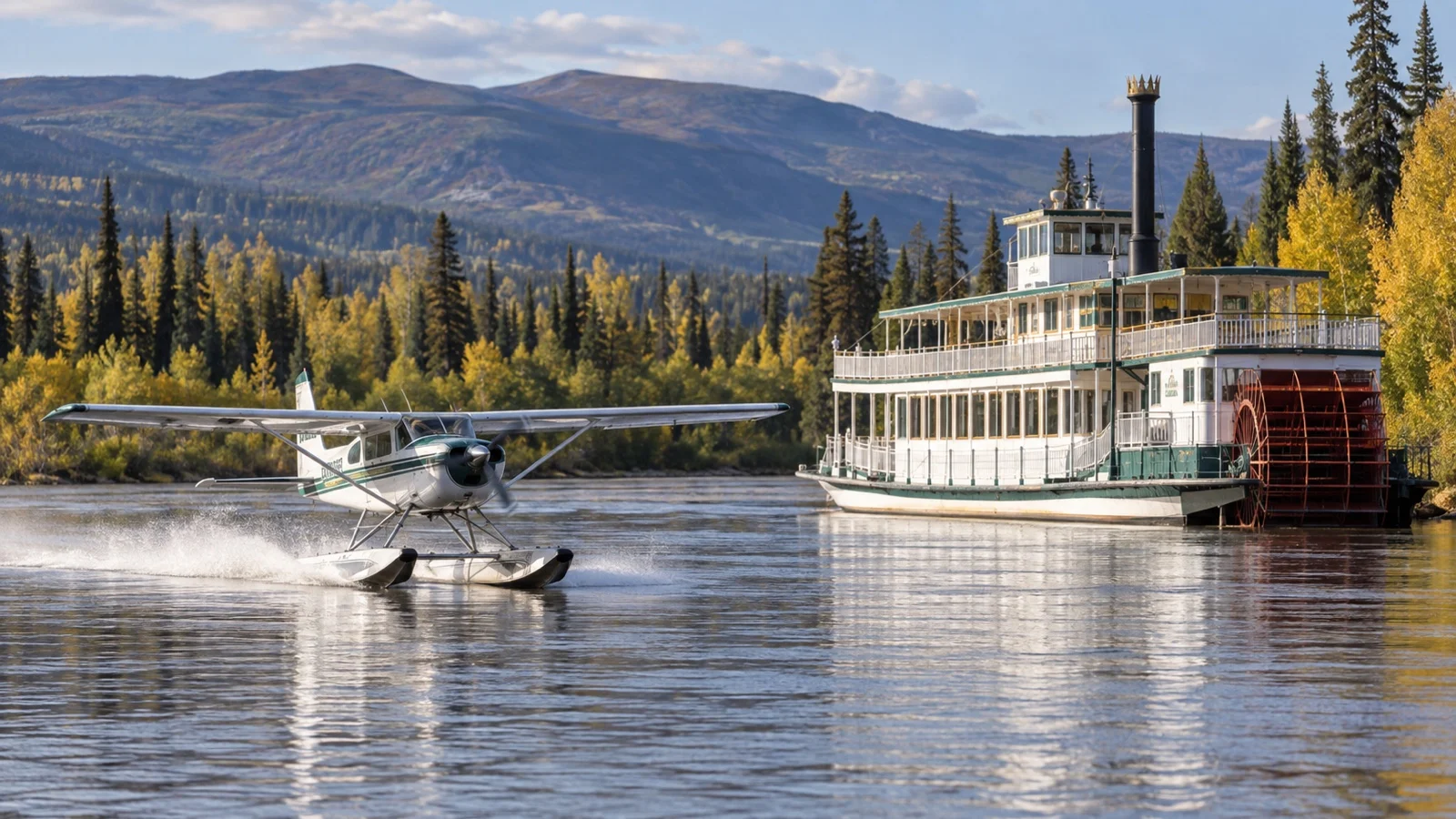 Bush floatplane on Chena River near Fairbanks