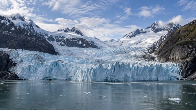 Amalia Glacier descending into a fjord in Chilean Patagonia