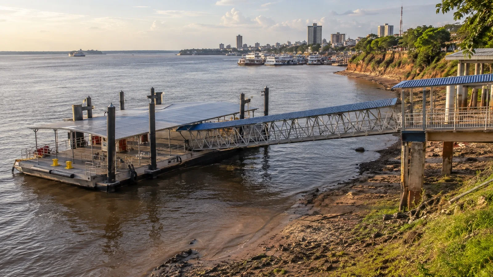 Floating cruise dock at Manaus on Amazon River
