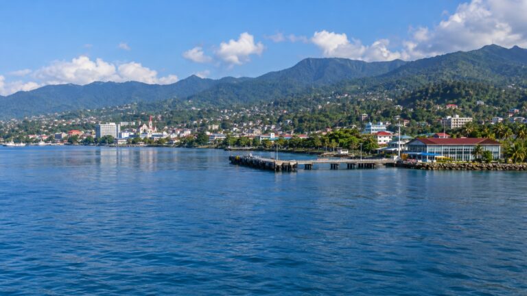 View across Ambon Bay toward the city's waterfront