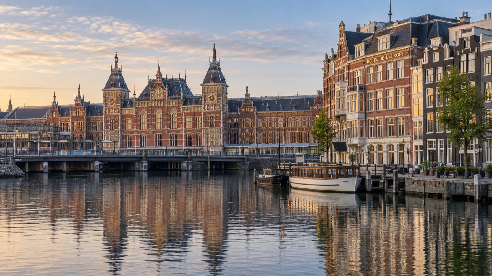 Amsterdam Centraal station and nearby hotel district