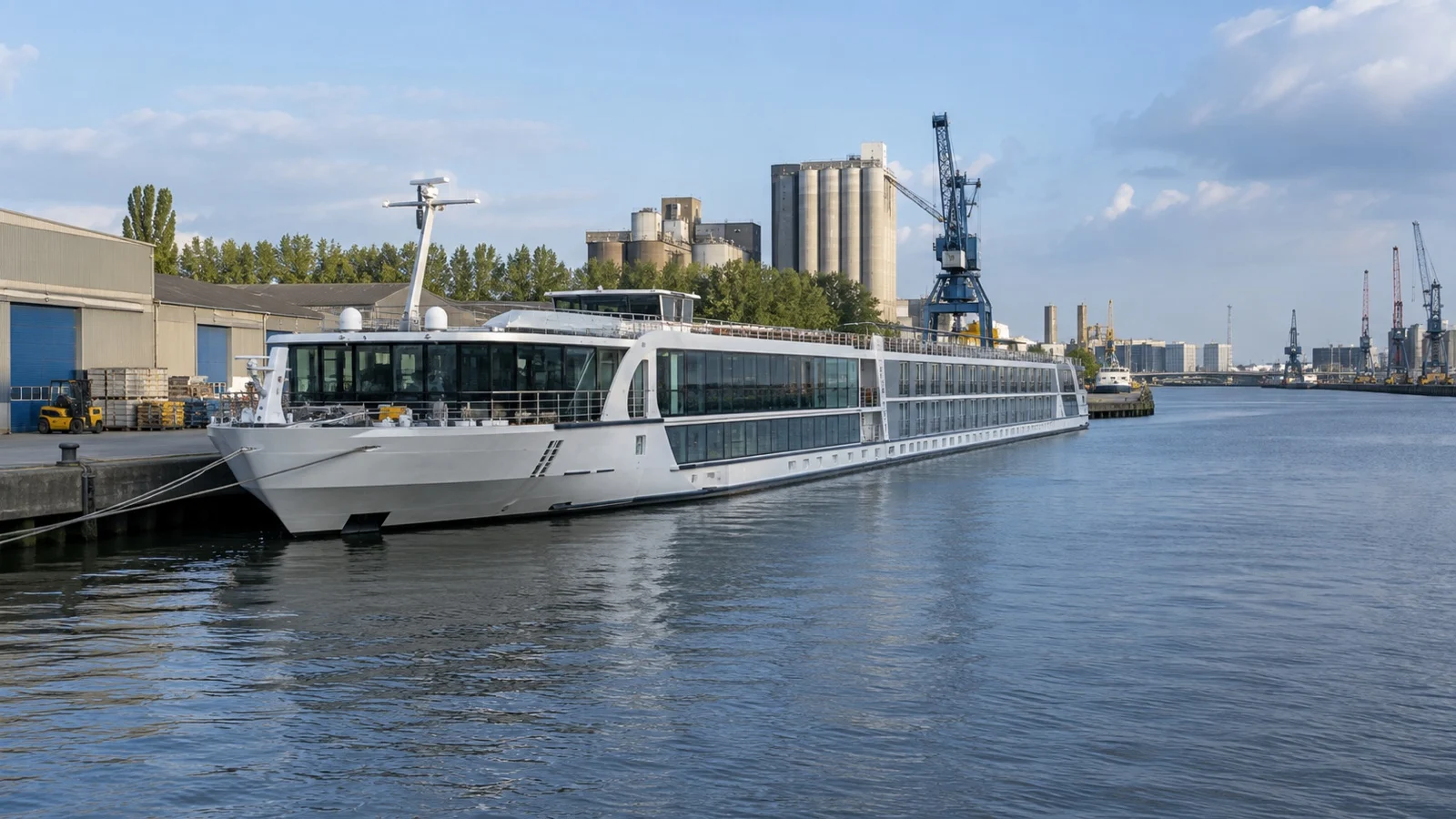 River cruise ship at outer Amsterdam berth