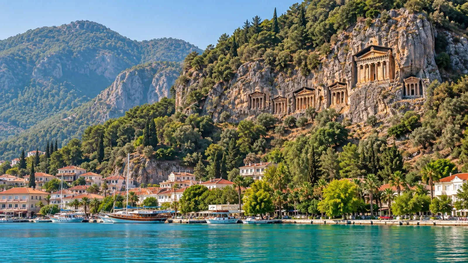 Lycian rock tombs of Amyntas carved above Fethiye