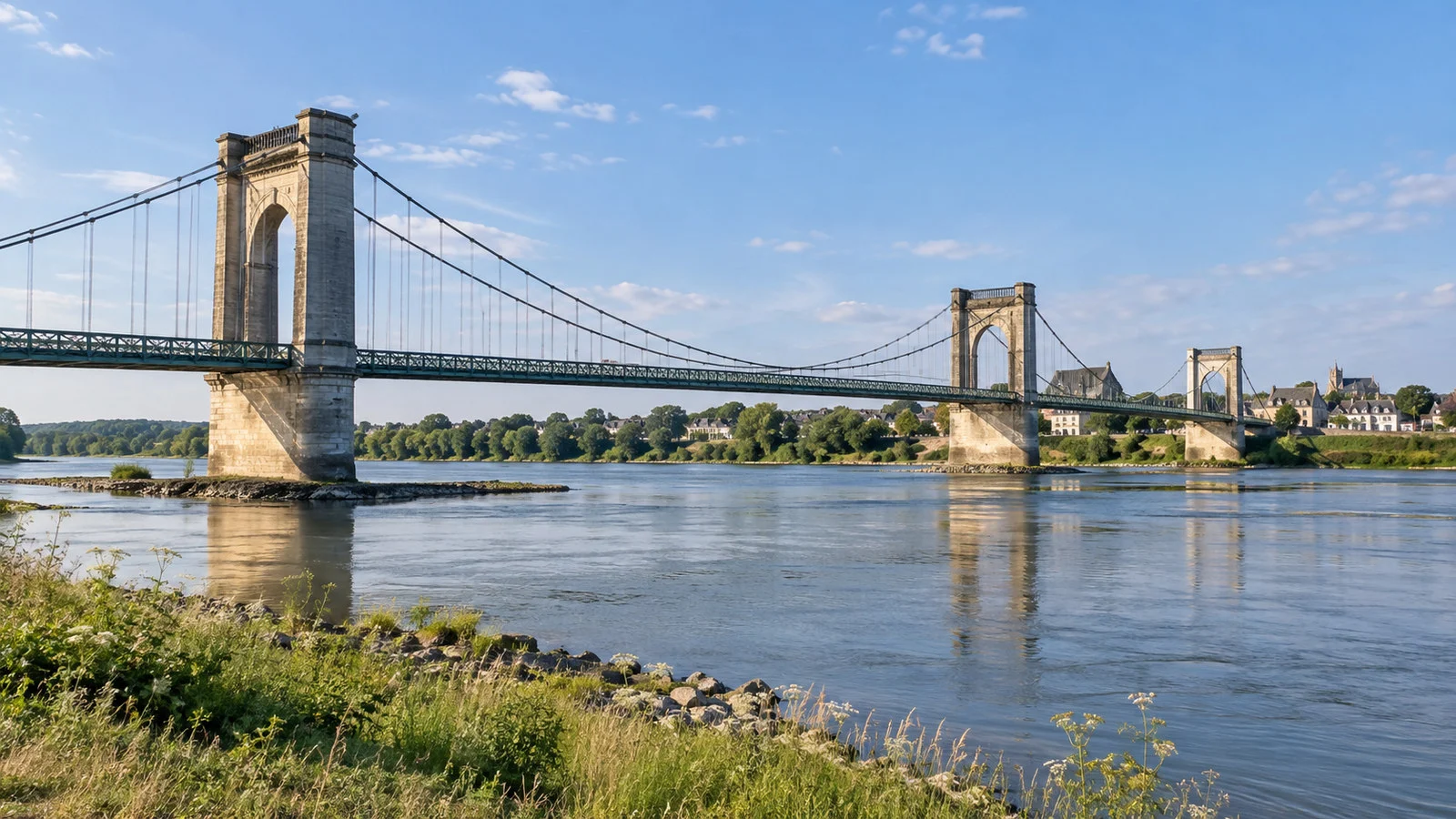 Bretagne-Anjou suspension bridge crossing the Loire at Ancenis