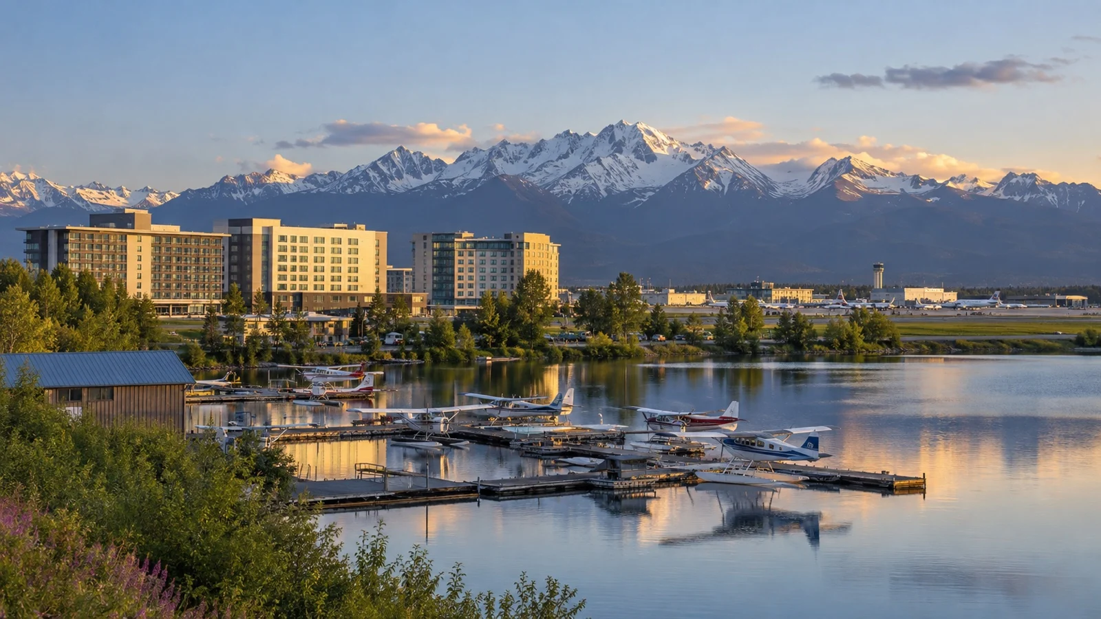 Hotel area near Anchorage airport before Whittier cruise
