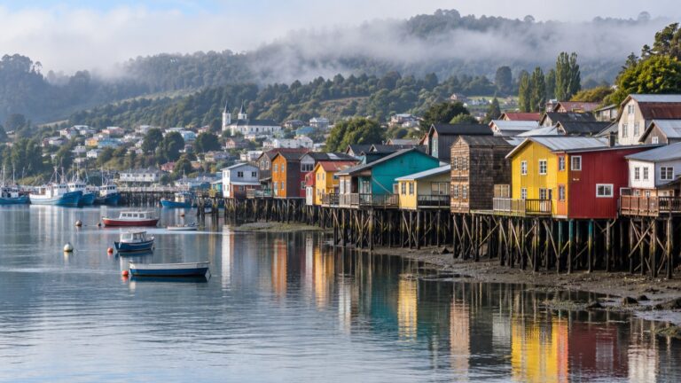 Fishing boats in Ancud harbor on Chiloé Island
