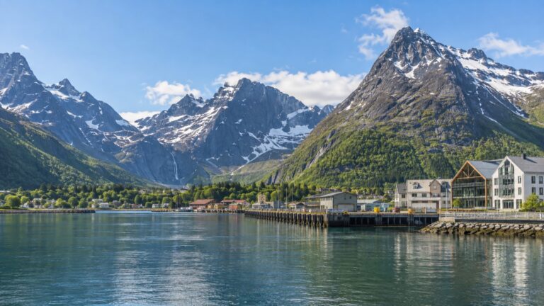 Cruise ship at Åndalsnes beneath steep Romsdal mountains