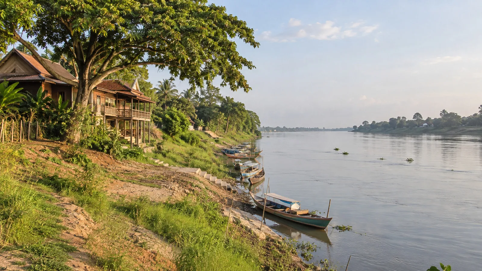 Mekong riverbank beside Angkor Ban