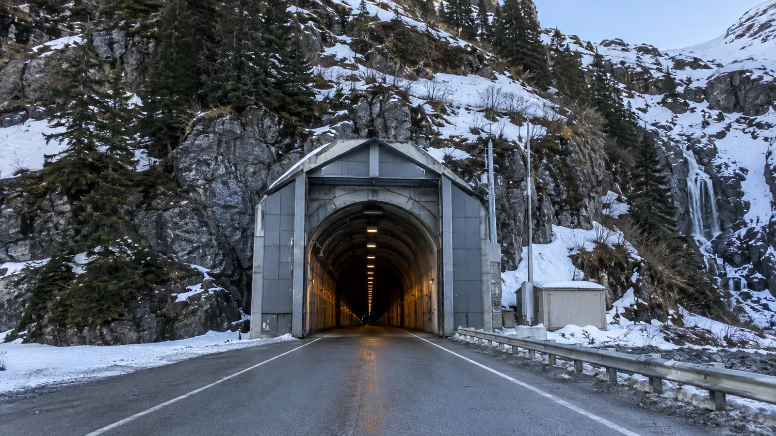 Anton Anderson Memorial Tunnel entrance toward Whittier