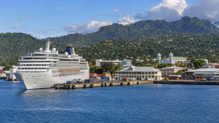 Cruise ship alongside Matautu Wharf in Apia Samoa