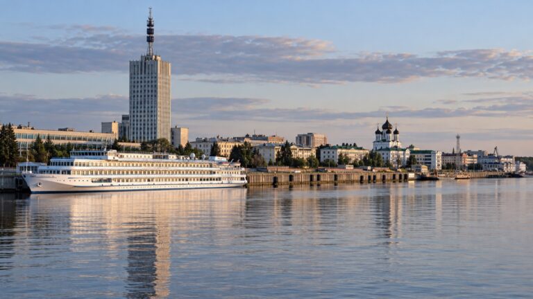 River cruise ship on the Northern Dvina by Arkhangelsk