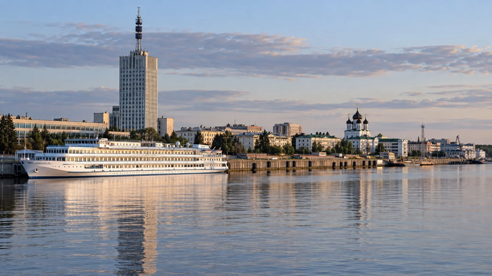 River cruise ship on the Northern Dvina by Arkhangelsk
