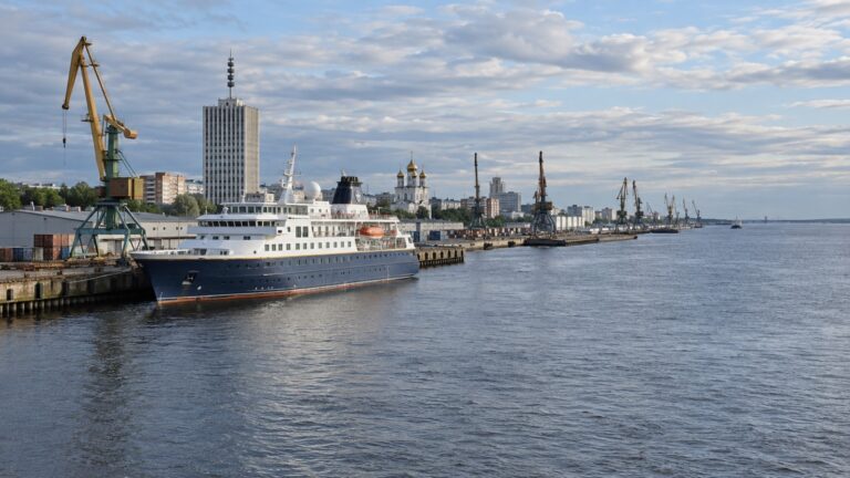 Arkhangelsk port on the Northern Dvina River in northern Russia