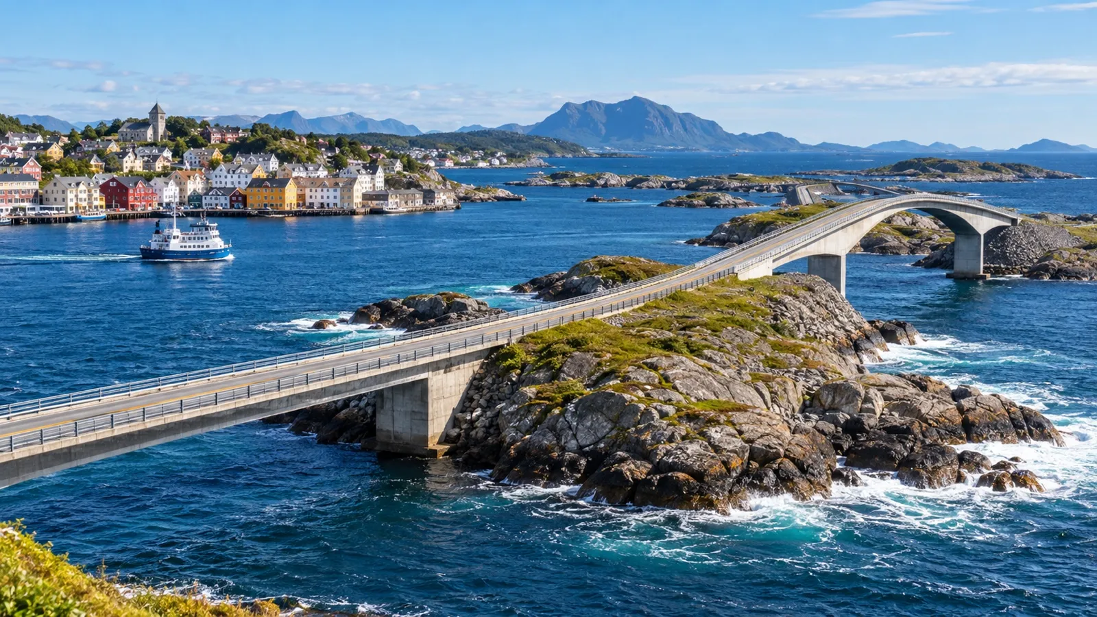 Atlantic Ocean Road bridge linking islands near Kristiansund