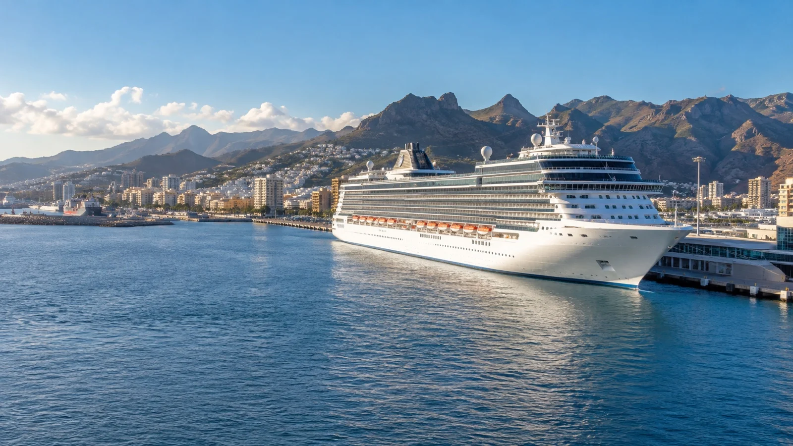 Cruise ship at Canary Islands port on repositioning route