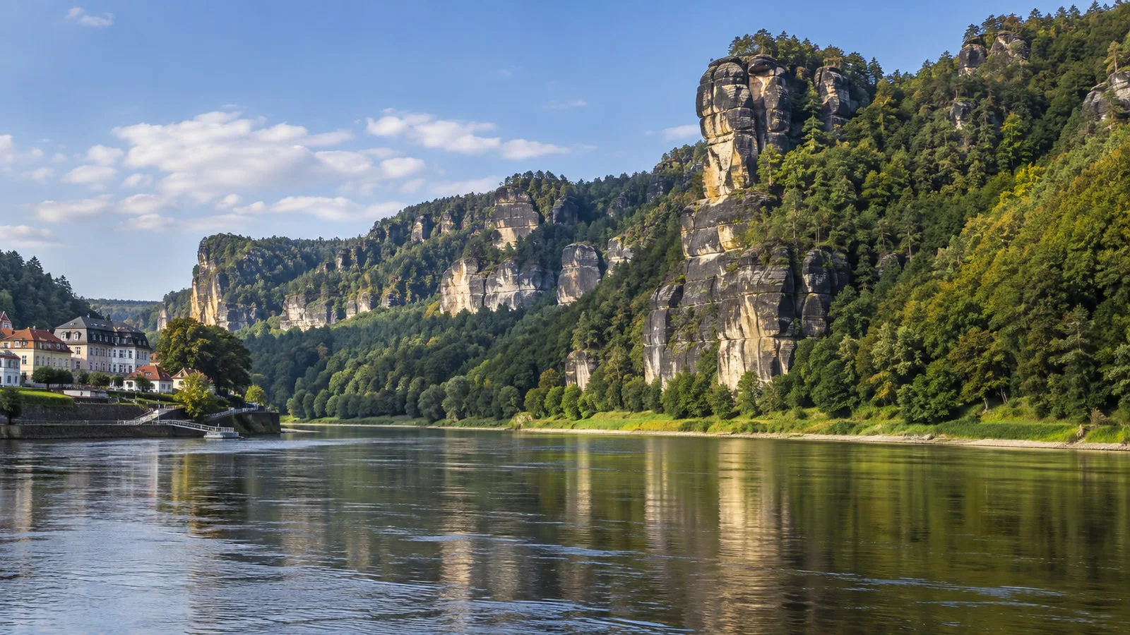 Sandstone cliffs and forest in Saxon Switzerland National Park