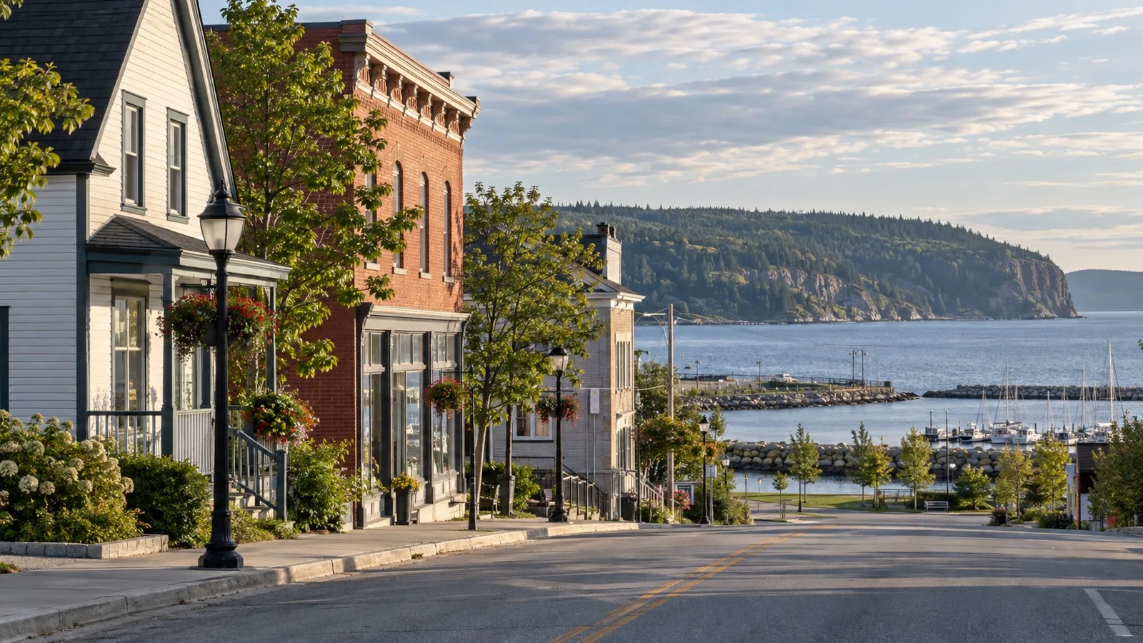 Quiet street in Baie-Comeau near the waterfront