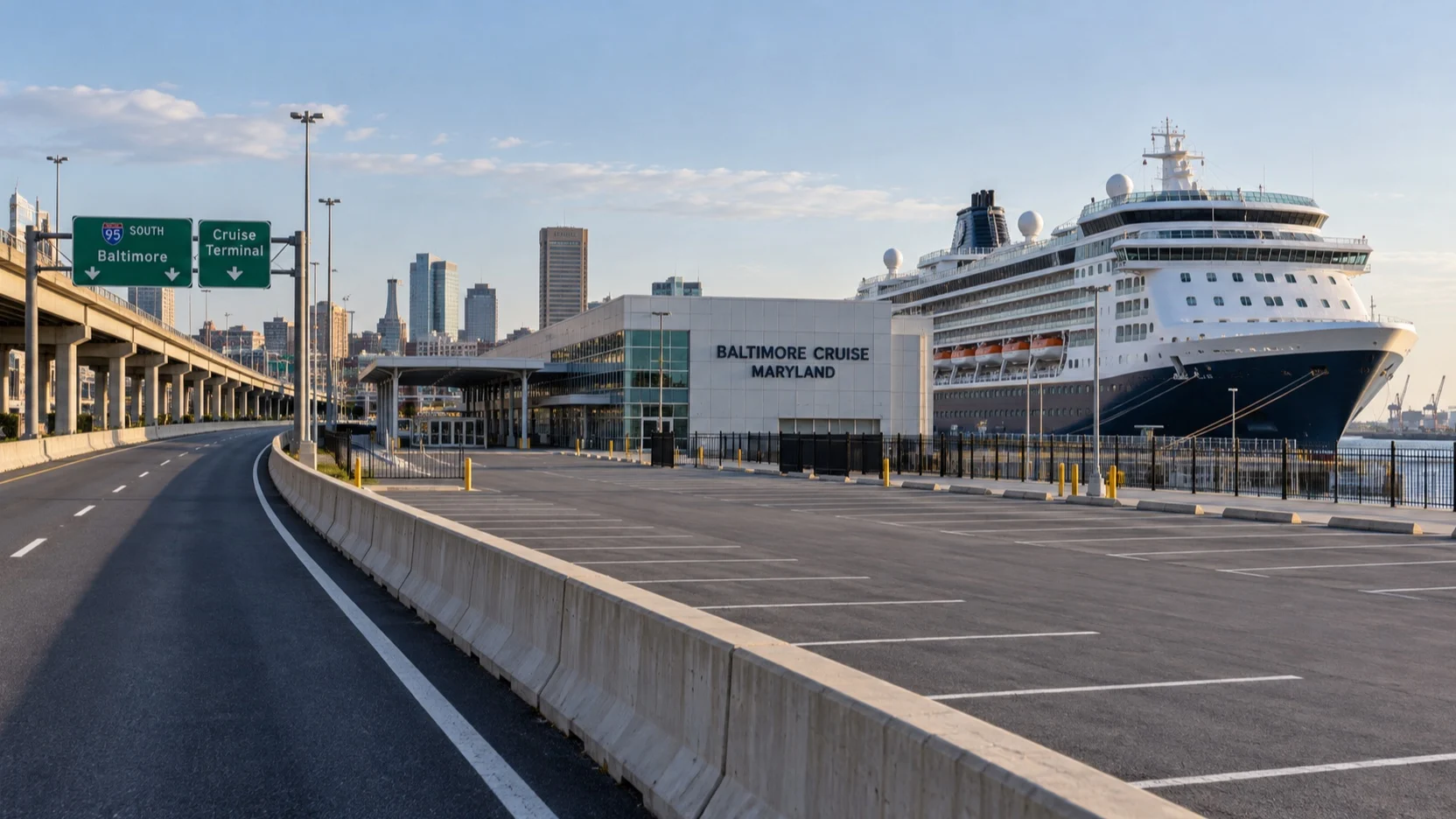 Baltimore cruise terminal access road and parking