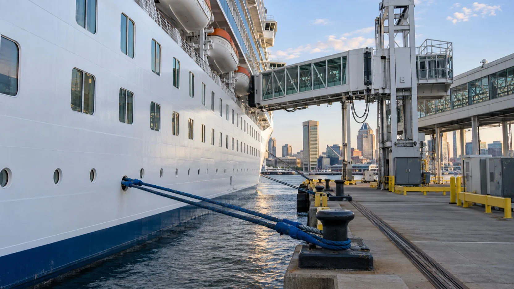 Cruise ship and gangway at the Baltimore terminal