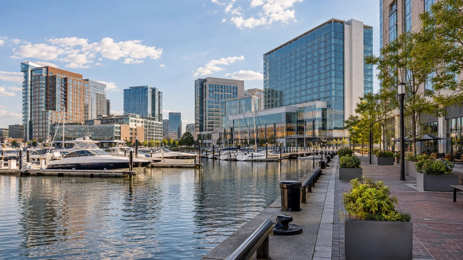 Harbor East waterfront hotel district in Baltimore
