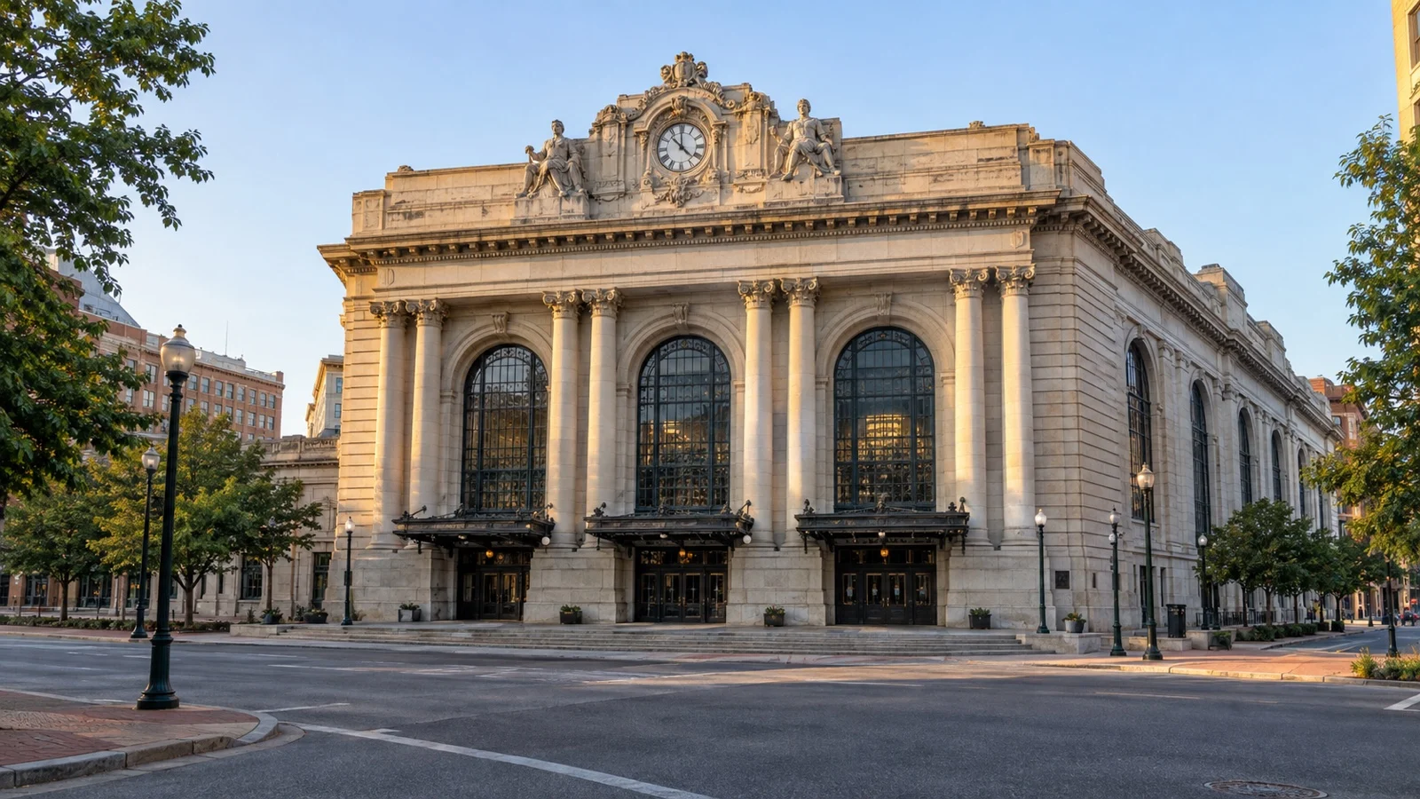 Baltimore Penn Station and nearby hotel district