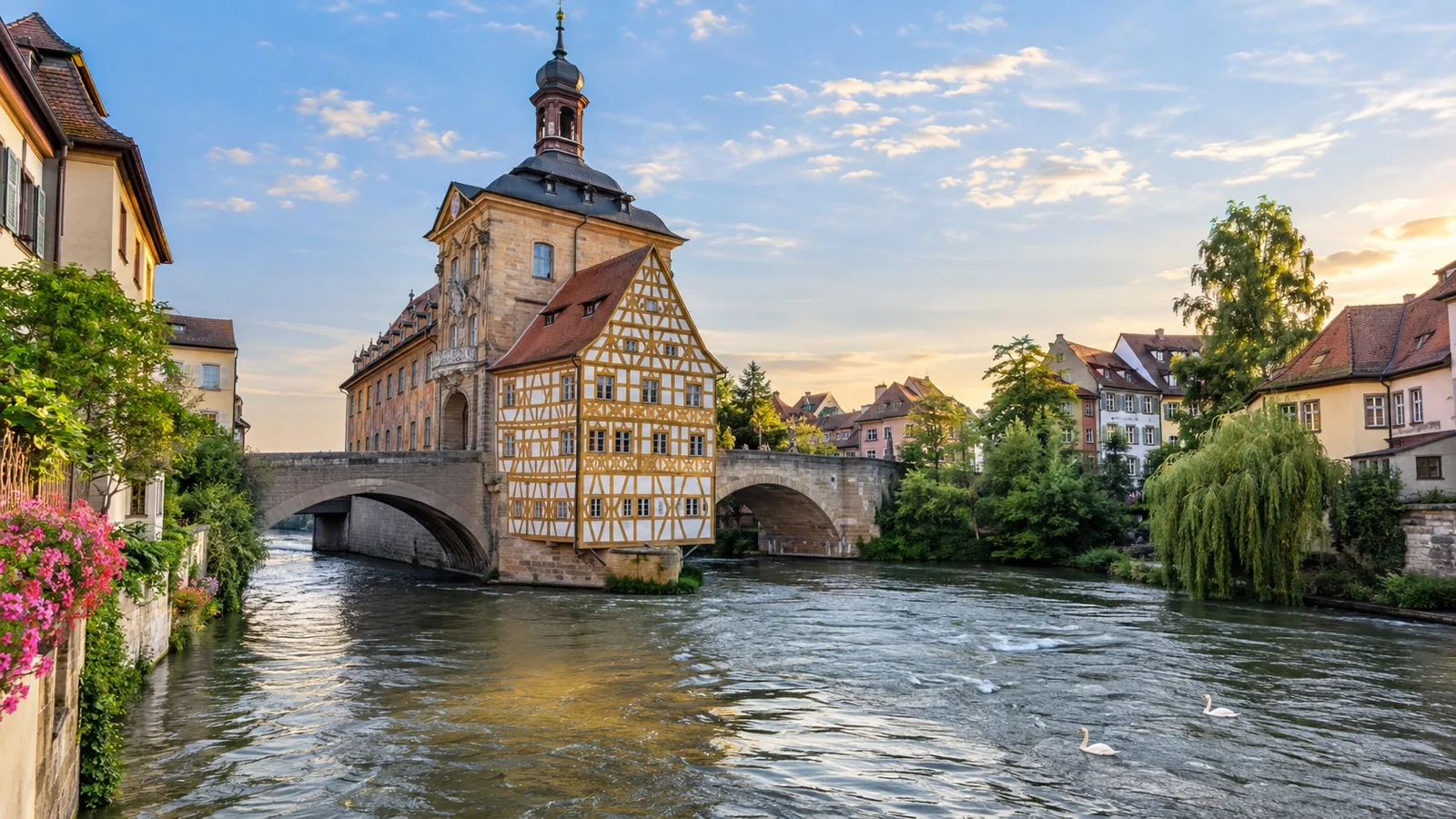 Old Town Hall spanning the Regnitz and Little Venice