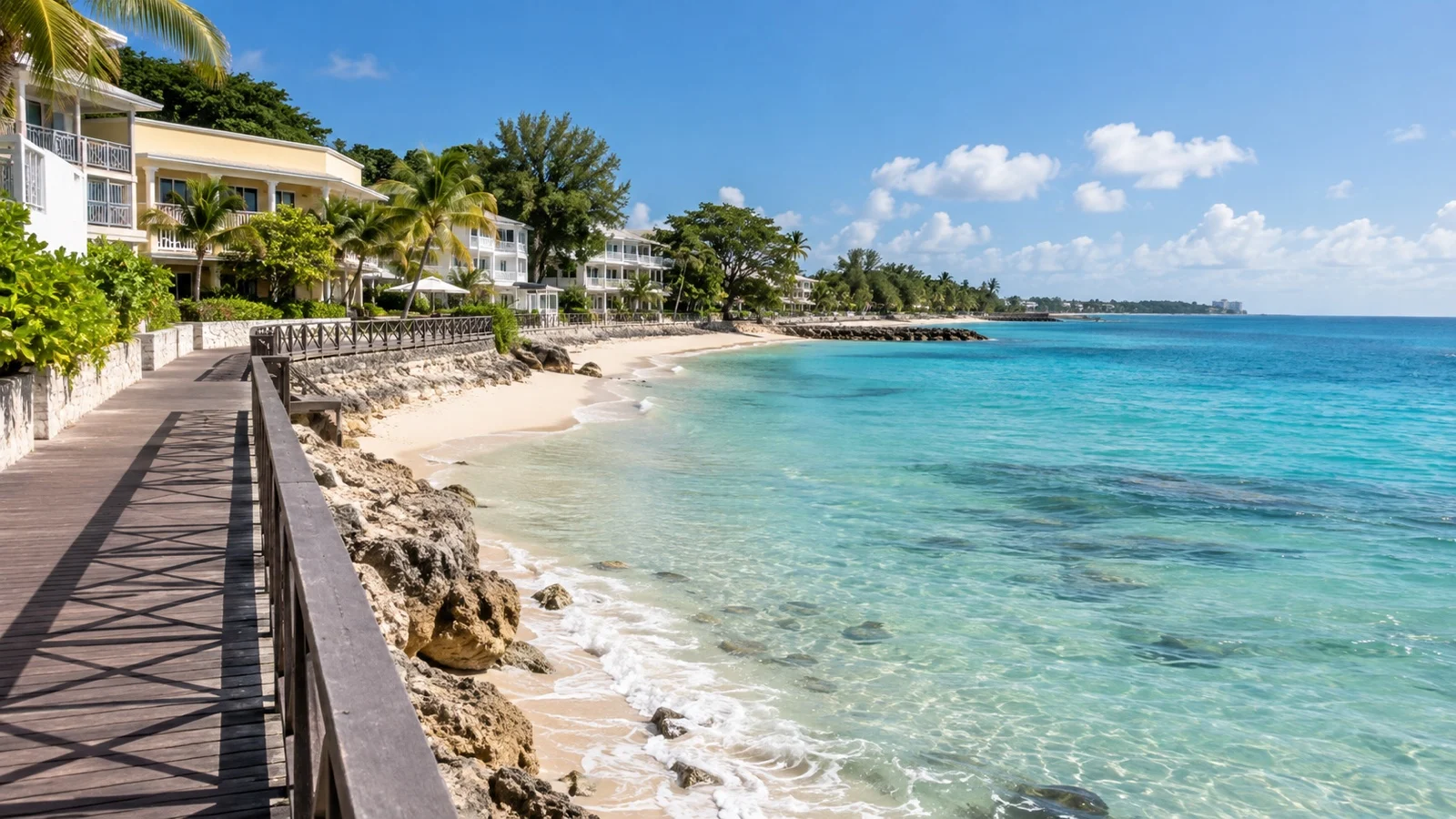 Hastings seafront boardwalk in Barbados