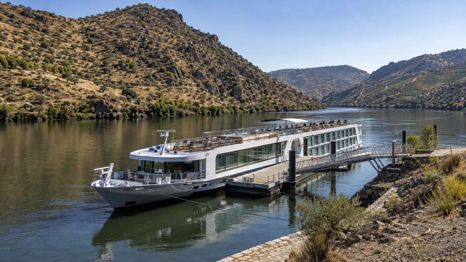 River cruise ship at Barca d'Alva near Spanish border