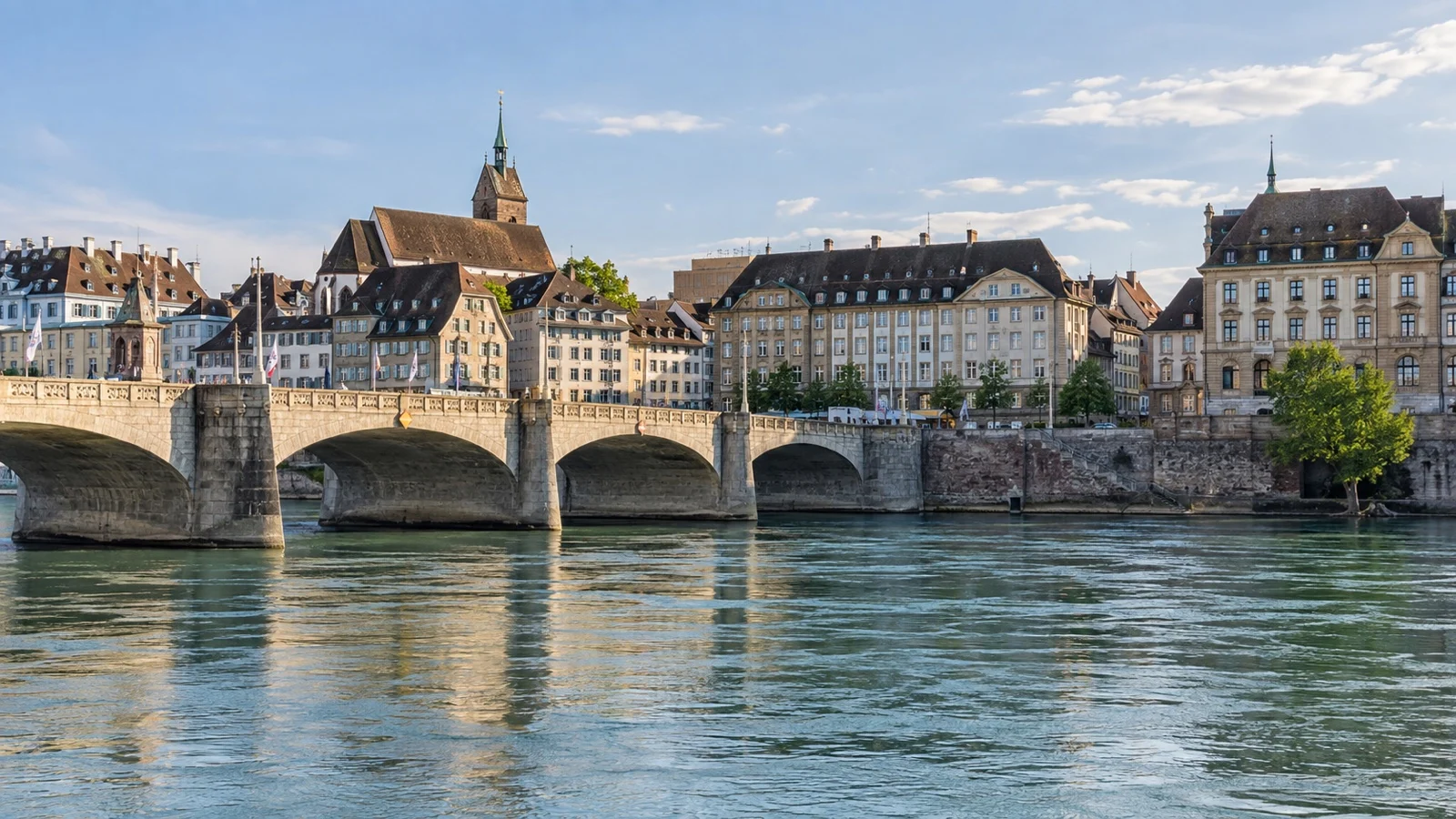 Mittlere Brücke bridge over Rhine in Basel