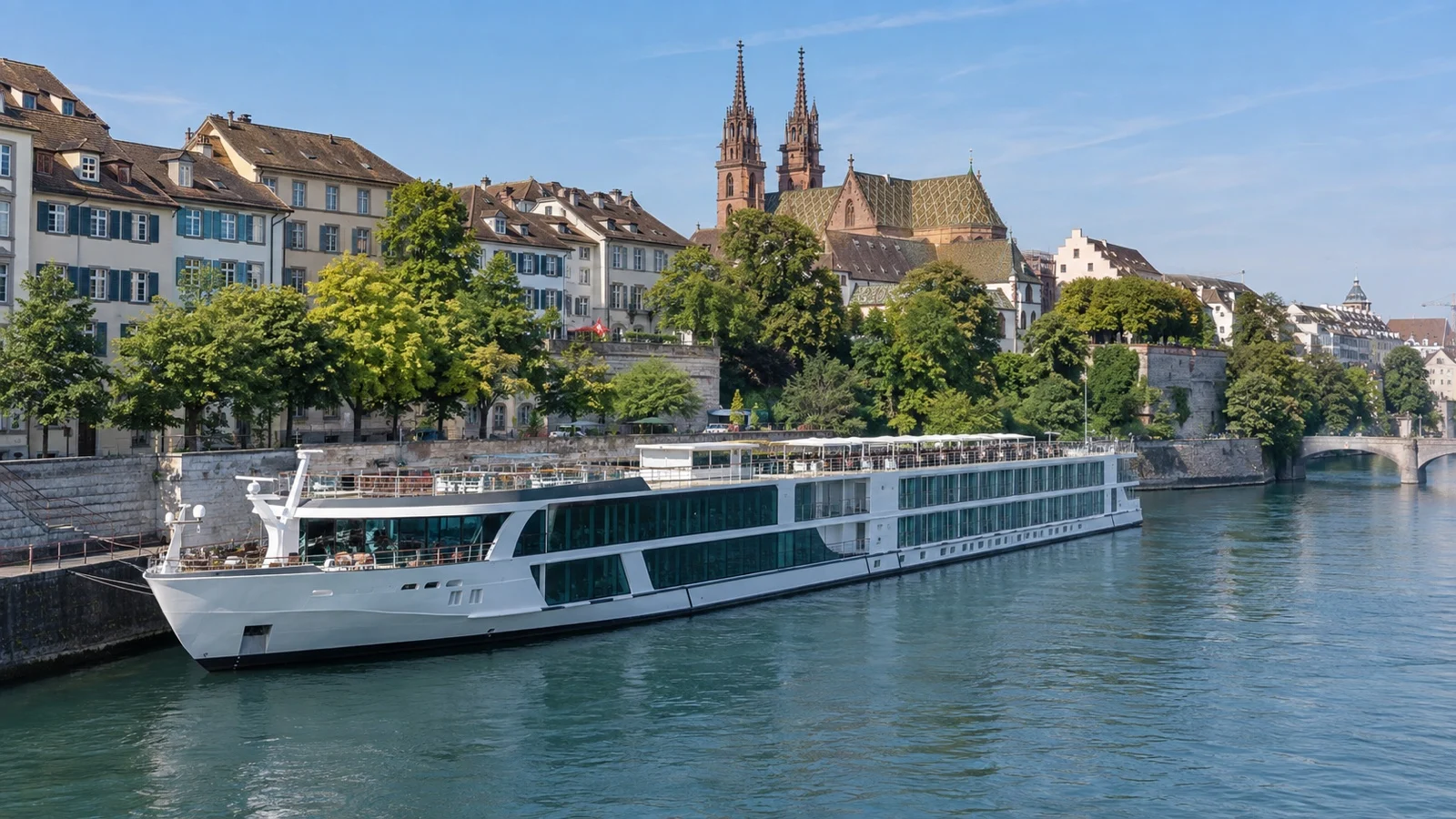 River cruise ship at Basel Rhine berth