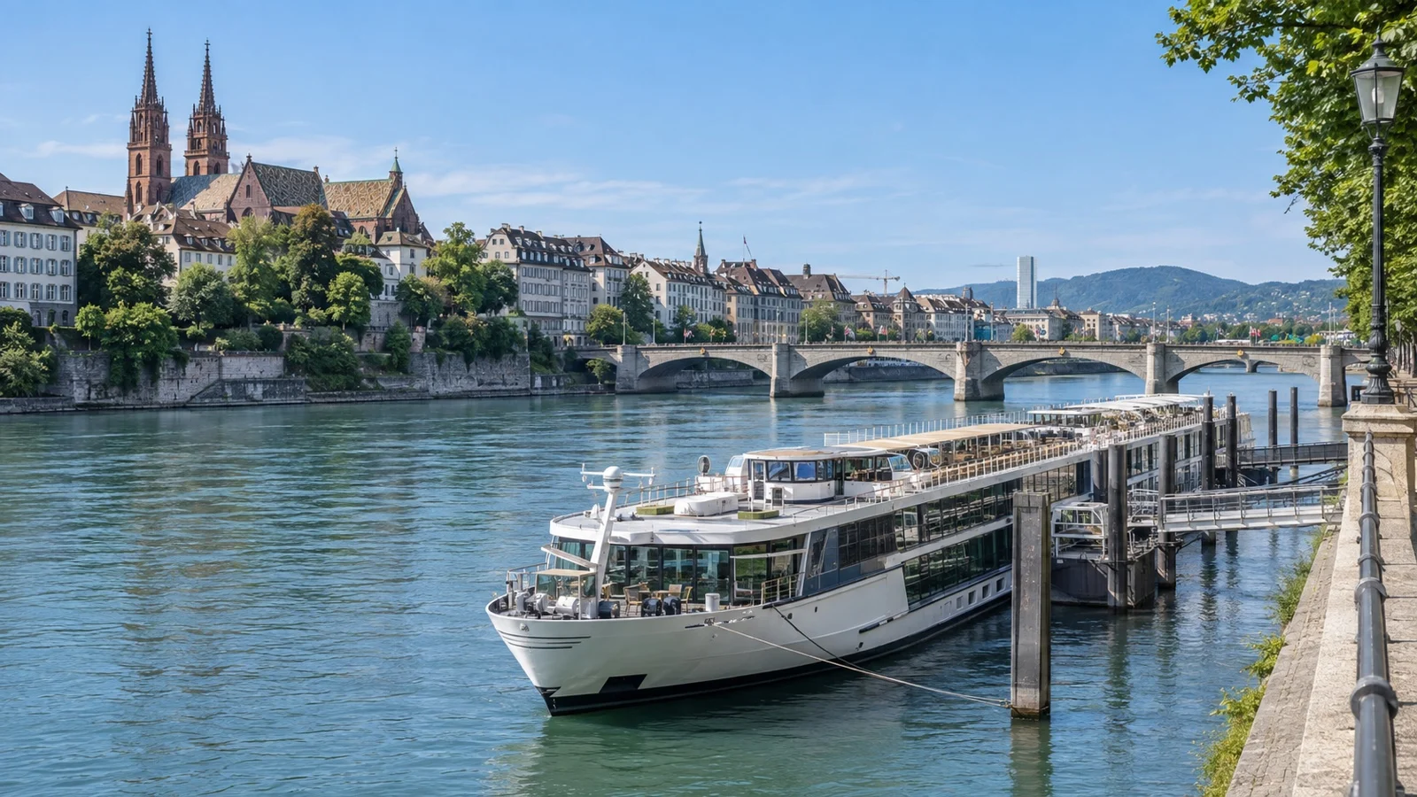 Rhine river cruise ship at a Basel berth