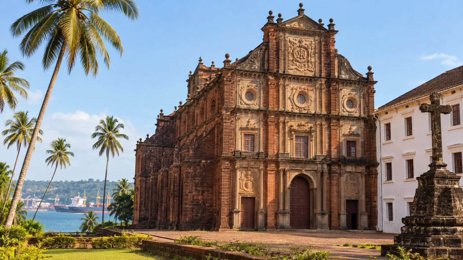 Laterite facade of Basilica of Bom Jesus in Old Goa