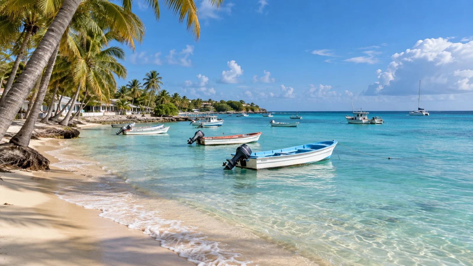 Bayahibe beach and fishing boats in the Dominican Republic