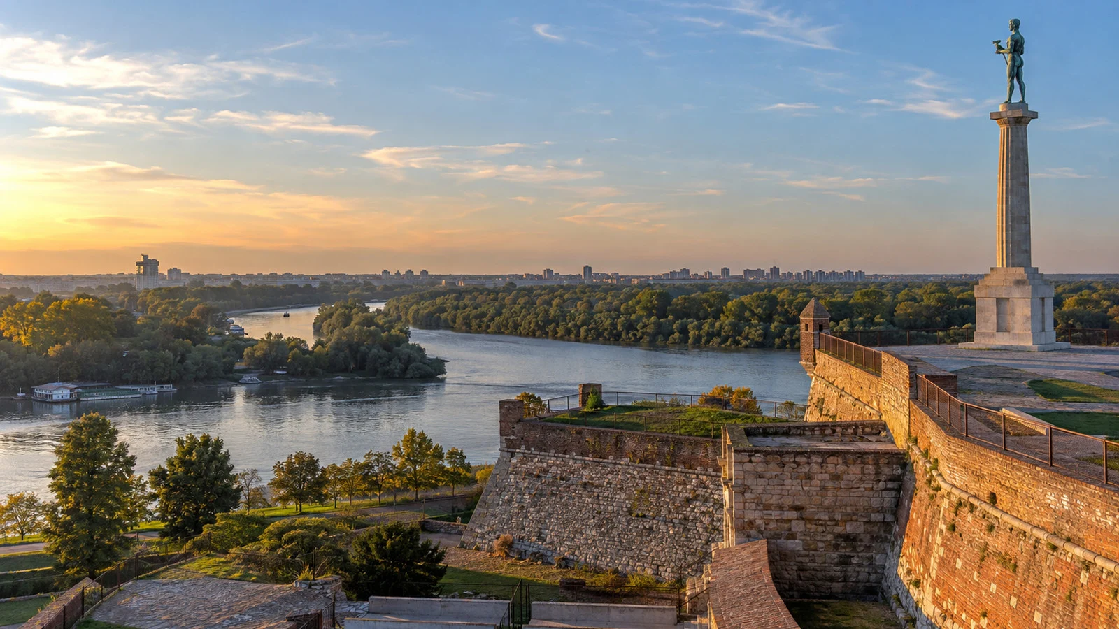 Belgrade Fortress above the Sava and Danube confluence