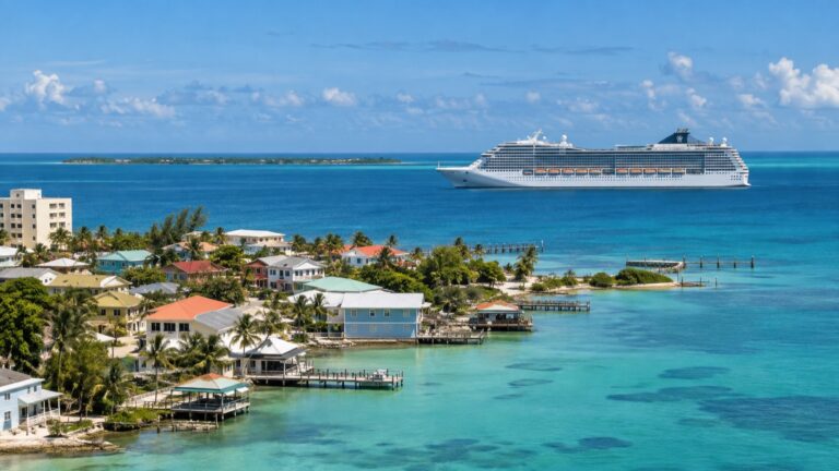 Cruise ship anchored off Belize City