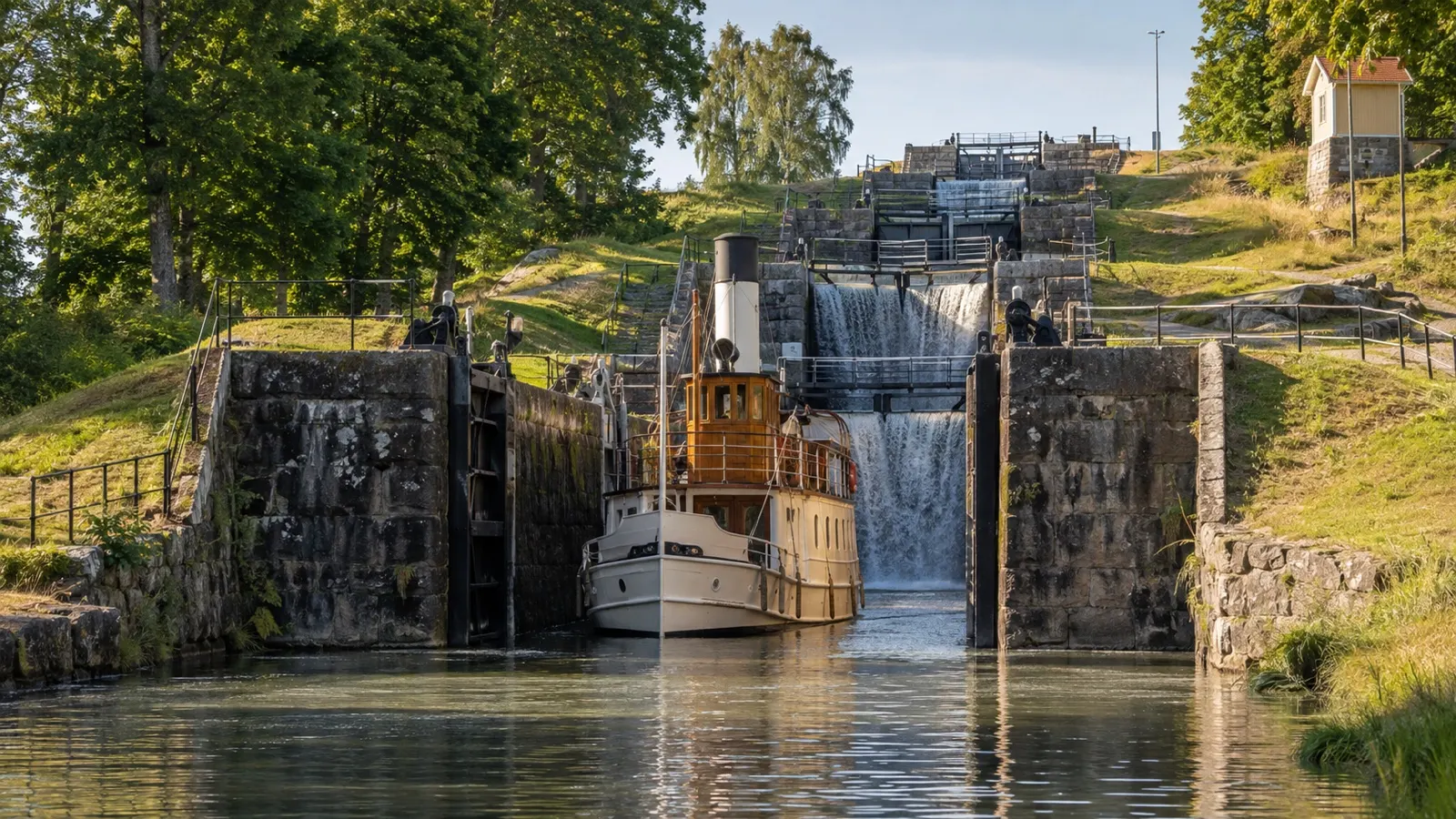 Göta Canal flight of locks at Berg