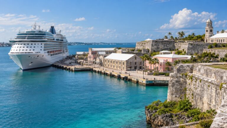 Cruise ship at King’s Wharf in Bermuda’s Royal Naval Dockyard
