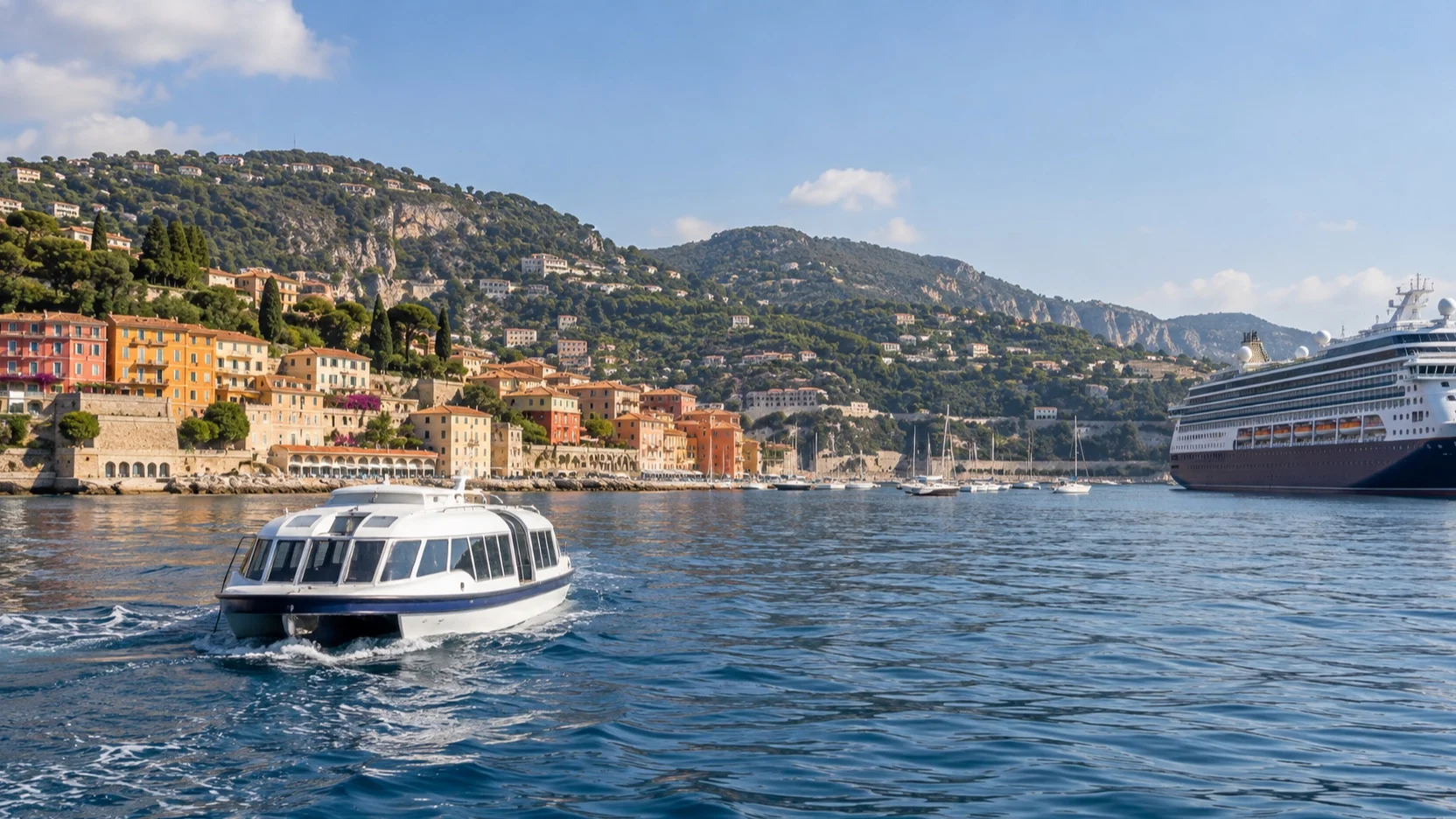 Tender entering Villefranche-sur-Mer harbor