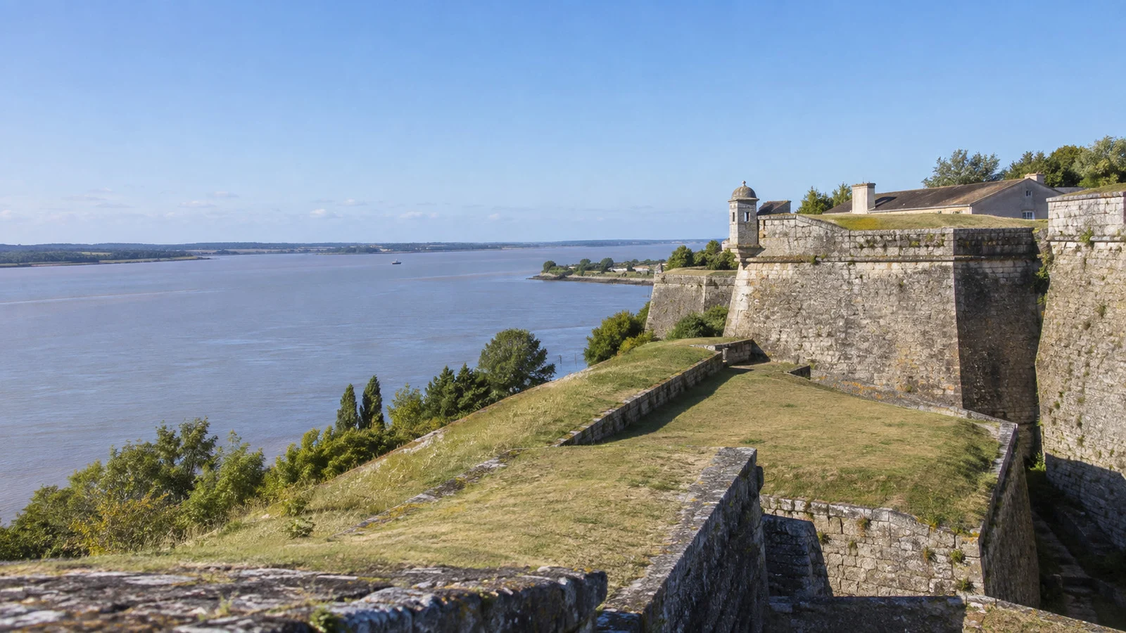 Stone ramparts overlooking the Gironde estuary