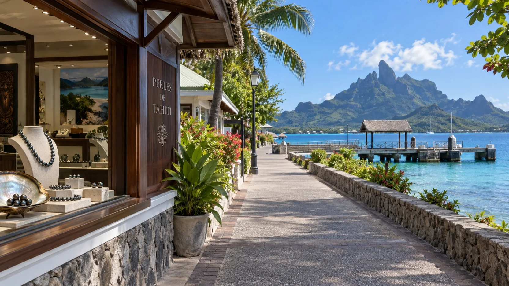 Pearl shop near the Vaitape tender pier on Bora Bora
