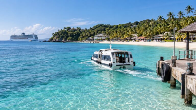 Tender boat arriving at a Boracay jetty