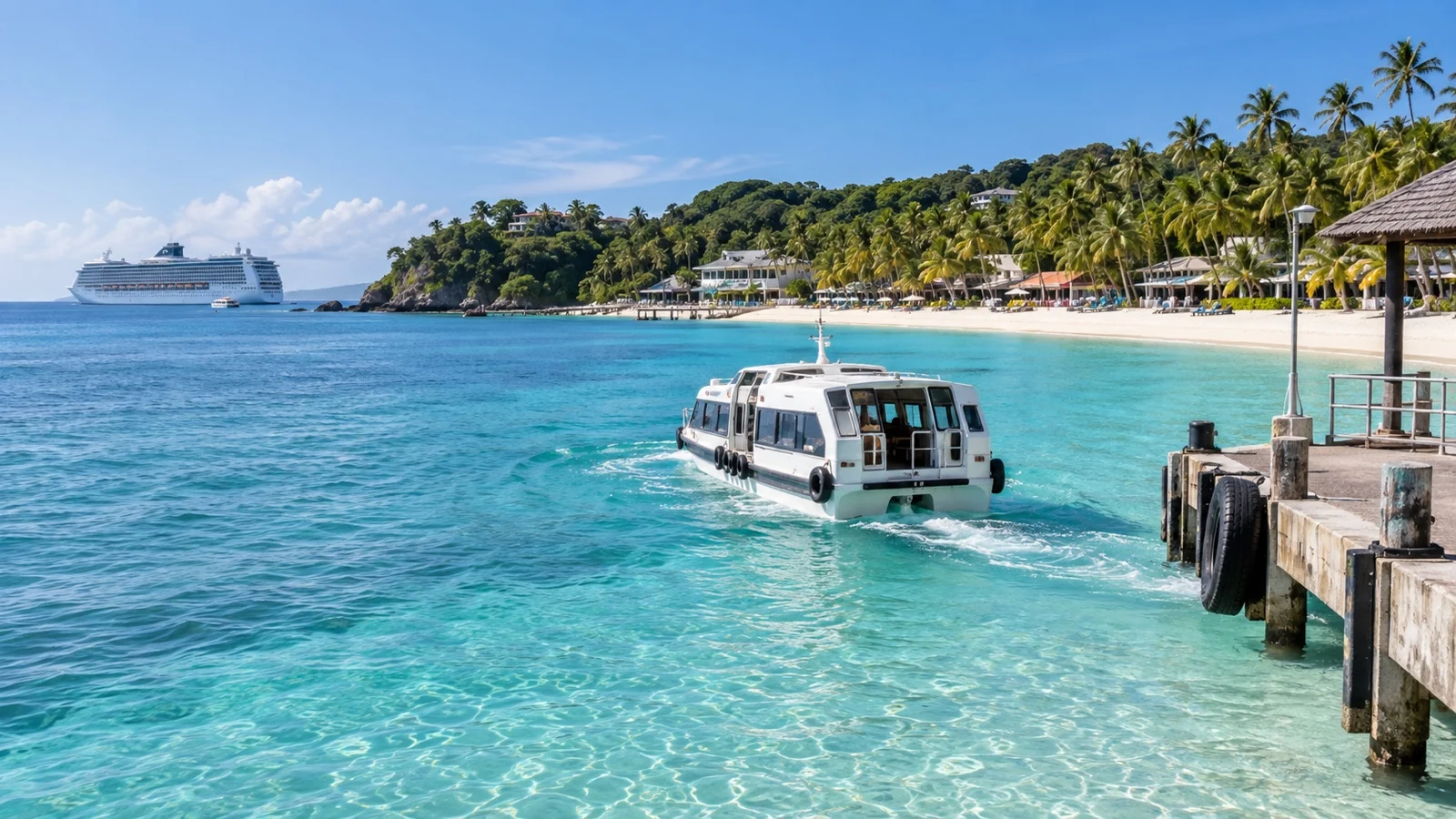 Tender boat arriving at a Boracay jetty