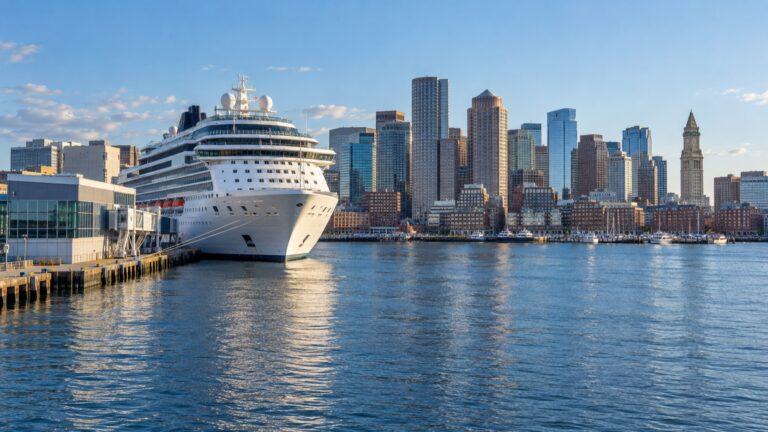 Cruise ship berthed at Flynn Cruiseport in Boston