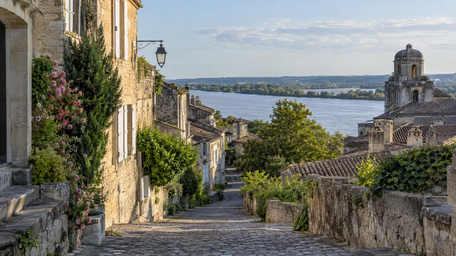 Historic upper-town streets in Bourg-sur-Gironde