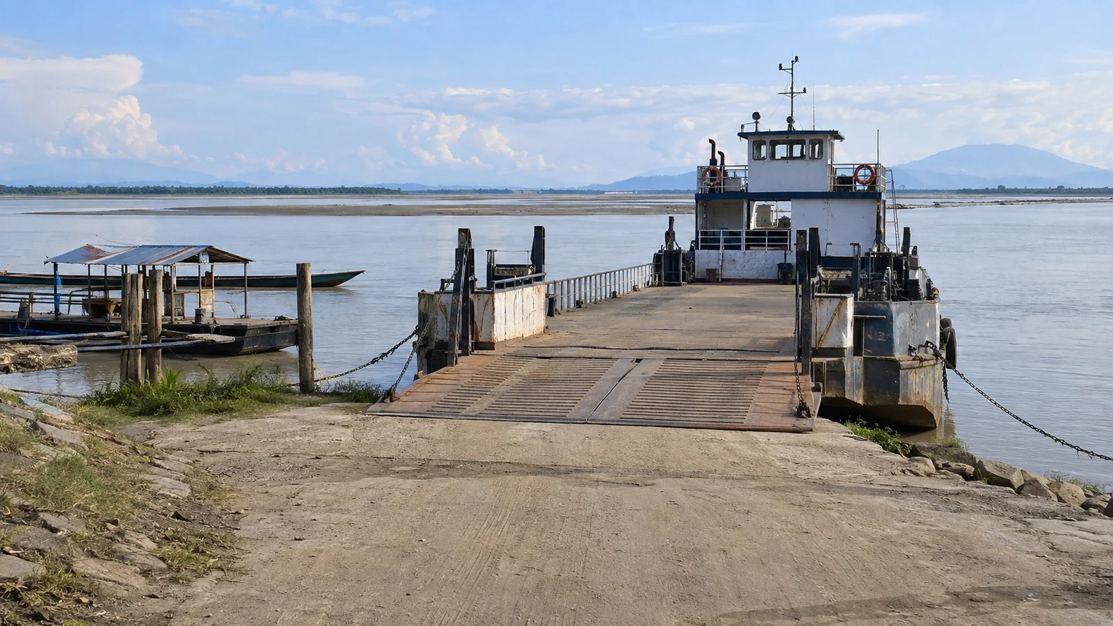 Majuli island ferry landing on the Brahmaputra