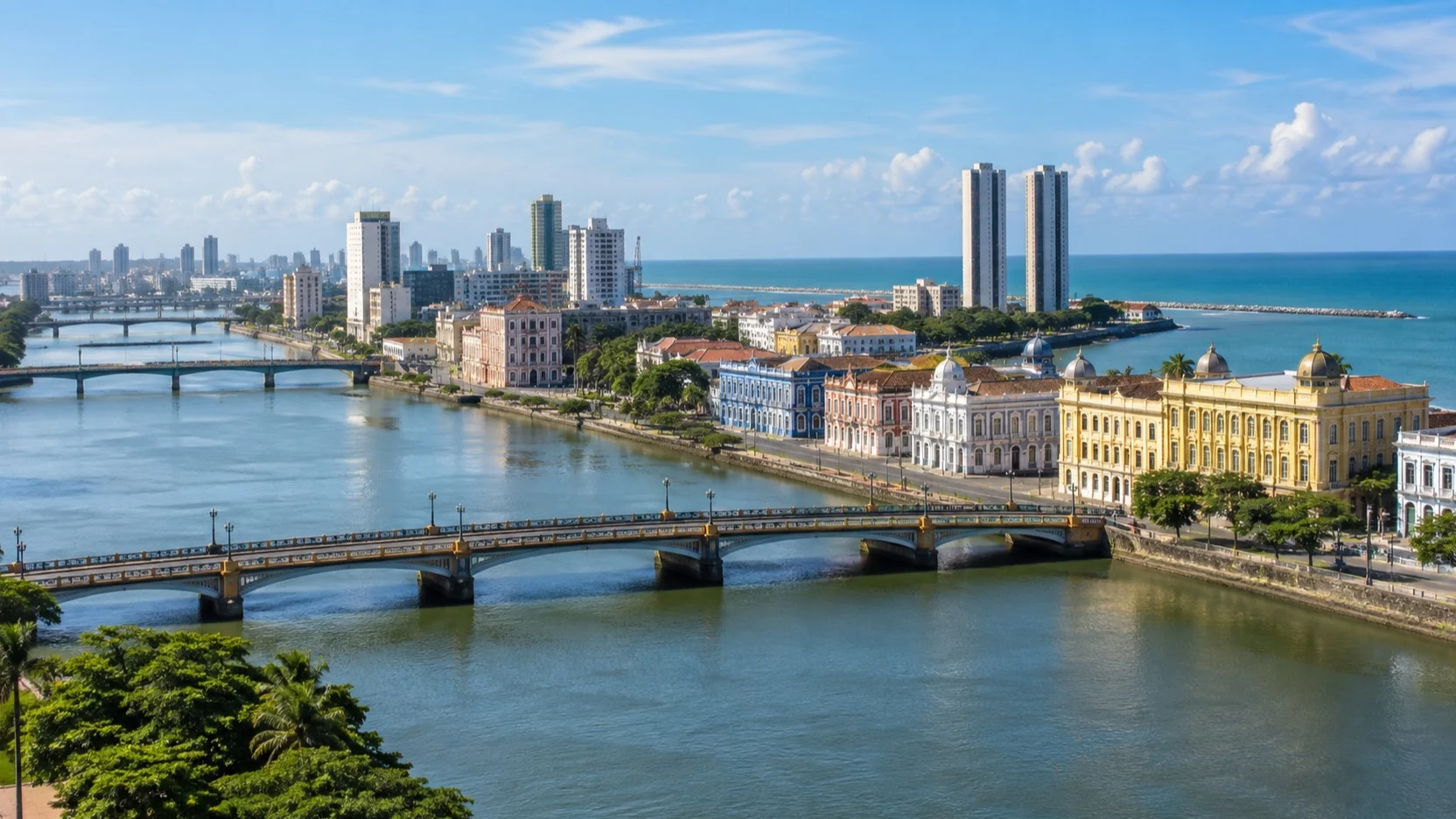 Recife waterfront and bridges near its cruise port