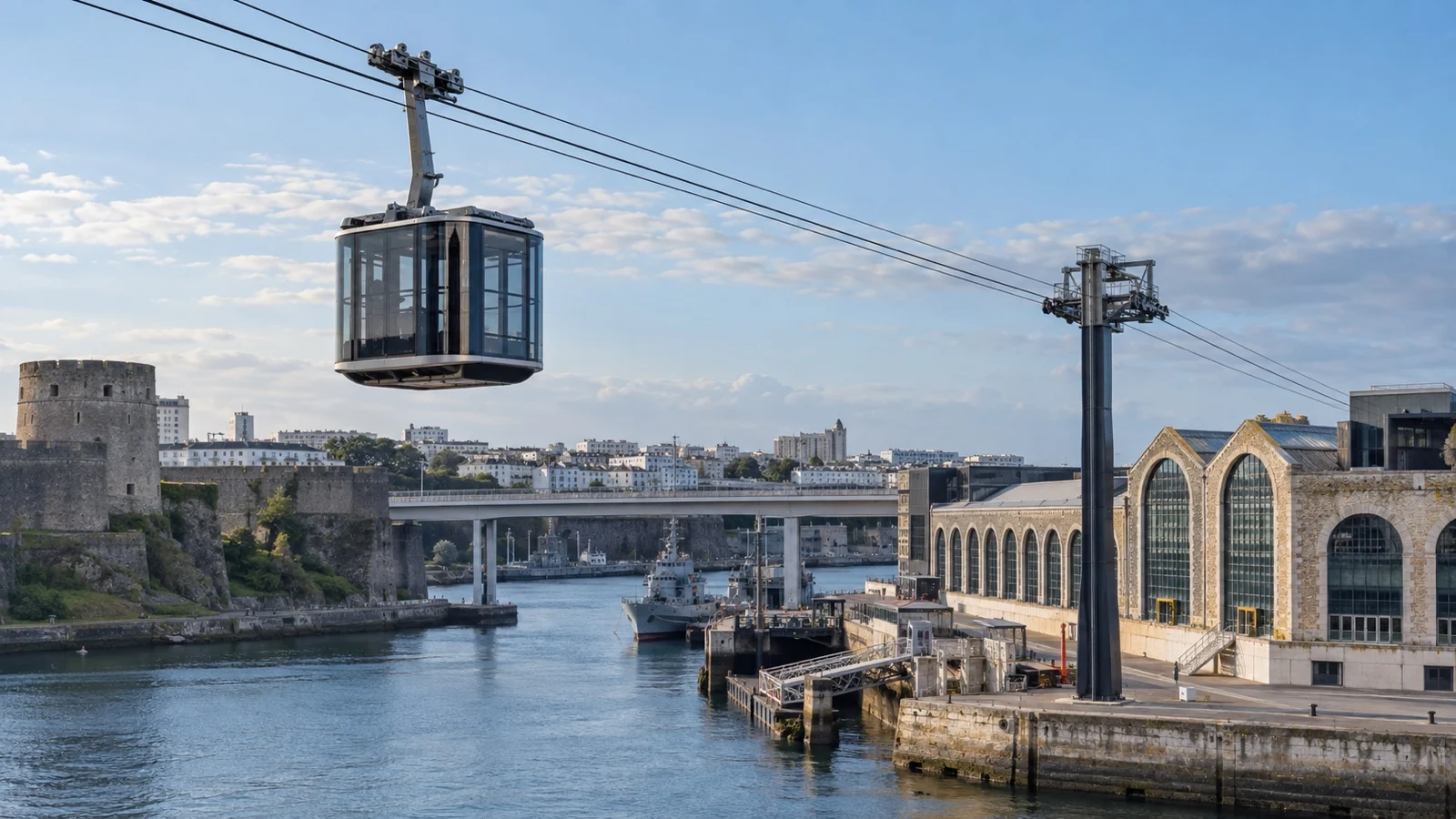Brest cable car over Penfeld River