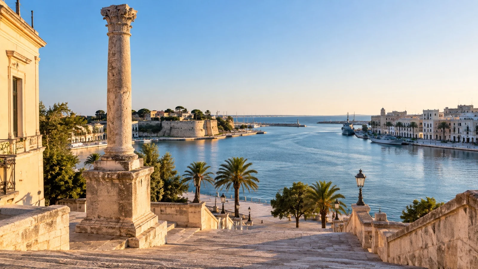 Ancient Roman Column overlooking Brindisi harbor