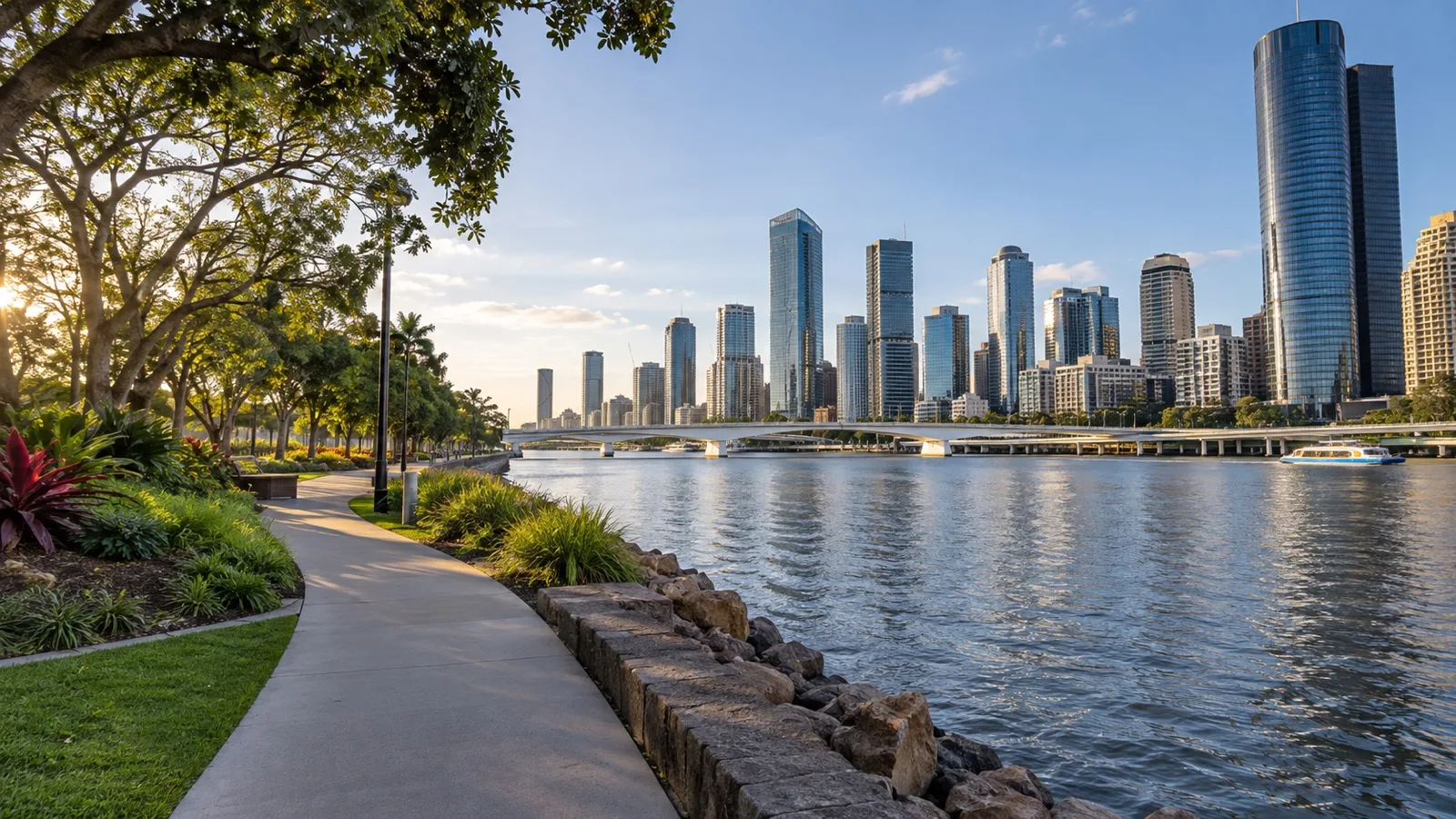 South Bank parklands and skyline in Brisbane
